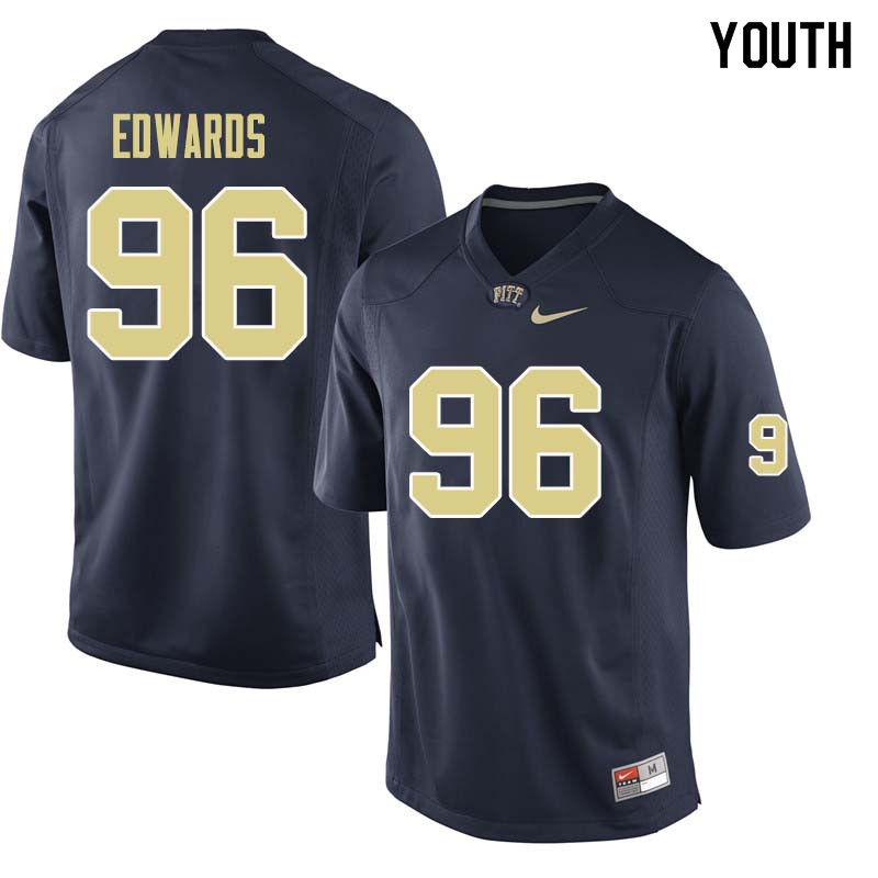 Youth #96 Allen Edwards Pittsburgh Panthers College Football Jerseys Sale-Navy